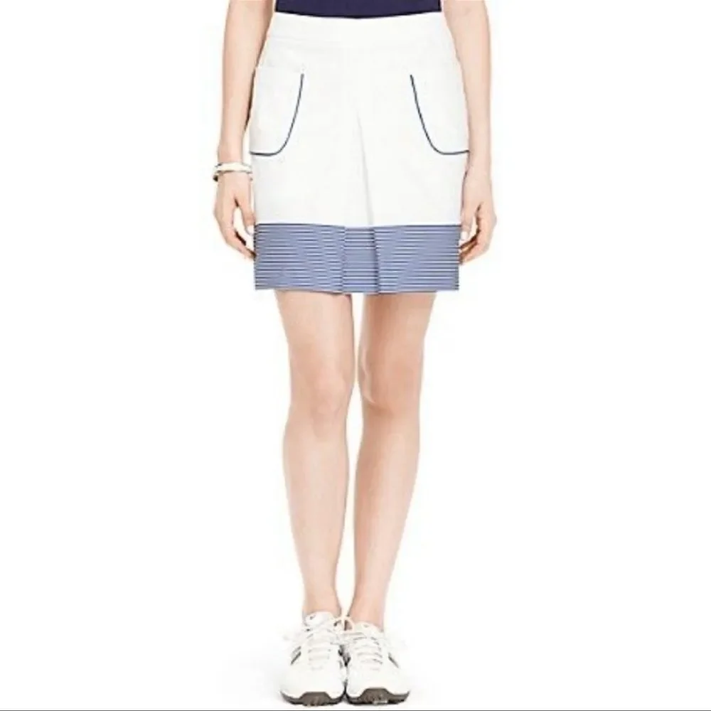 NWT Tommy Hilfiger Golf Collection Skort White Navy Pleated 10
